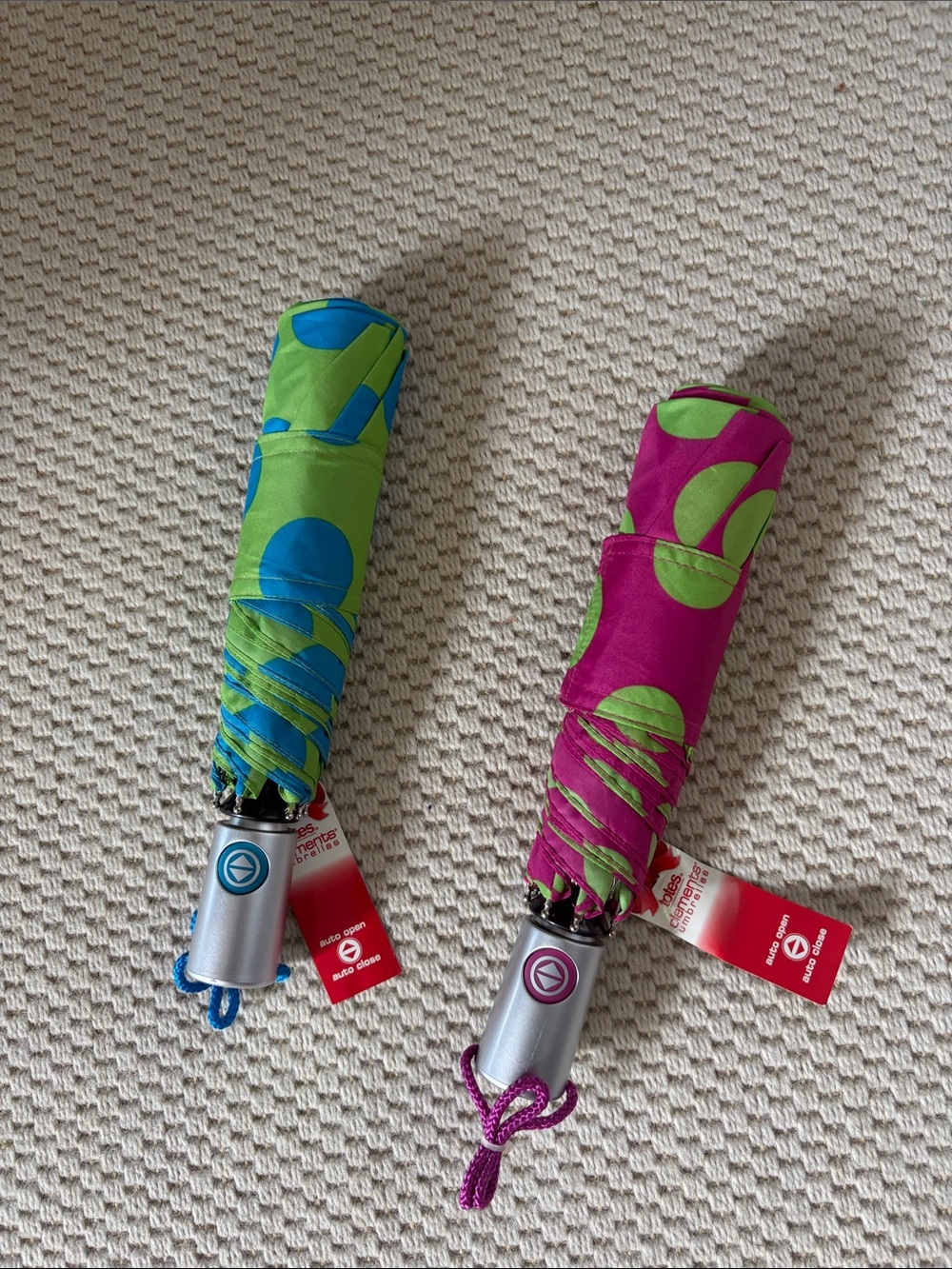 Bundle Compact Foldable Umbrella - Lime/Blue & Magenta/Lime Dot Set